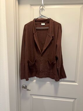 Pact Brown Relaxed Organic Cotton Blazer NWOT Size L